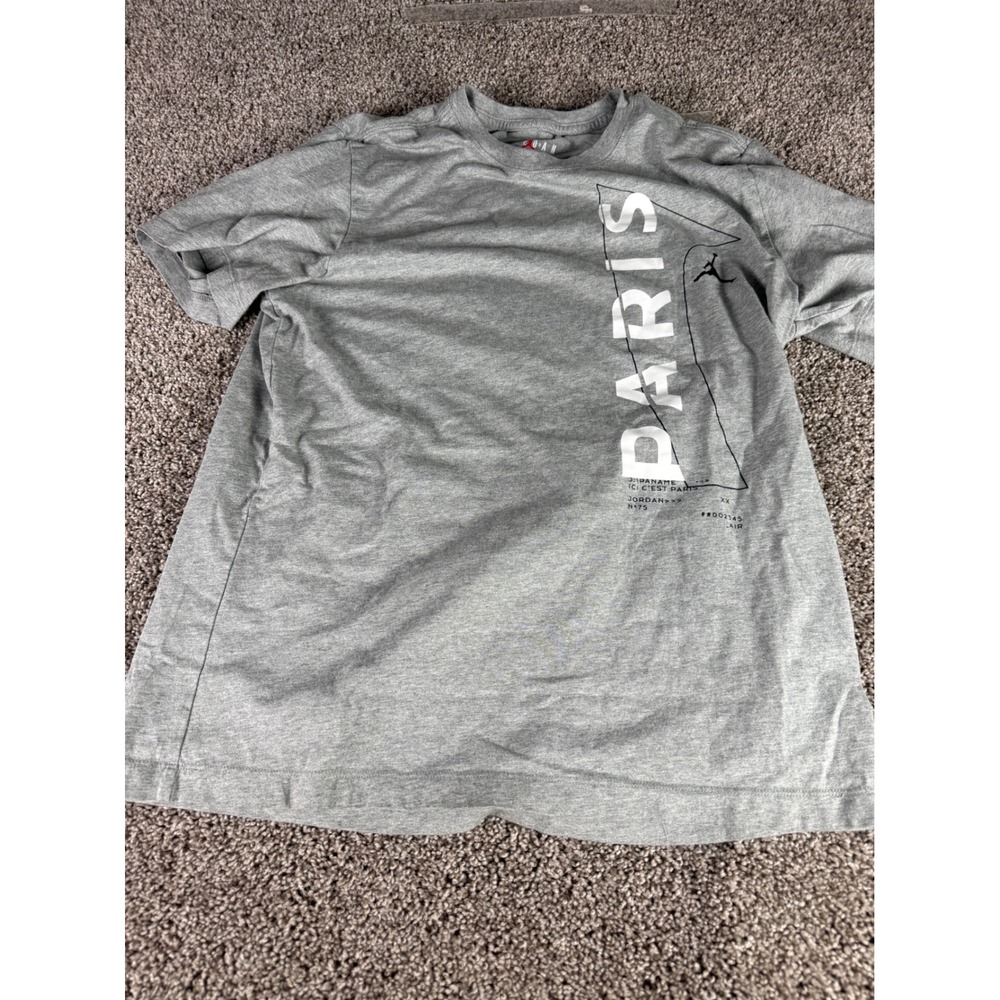 Jordan x PSG Paris Saint-Germain Mens Gray Graphic T-Shirt‎ Size Large Jumpman